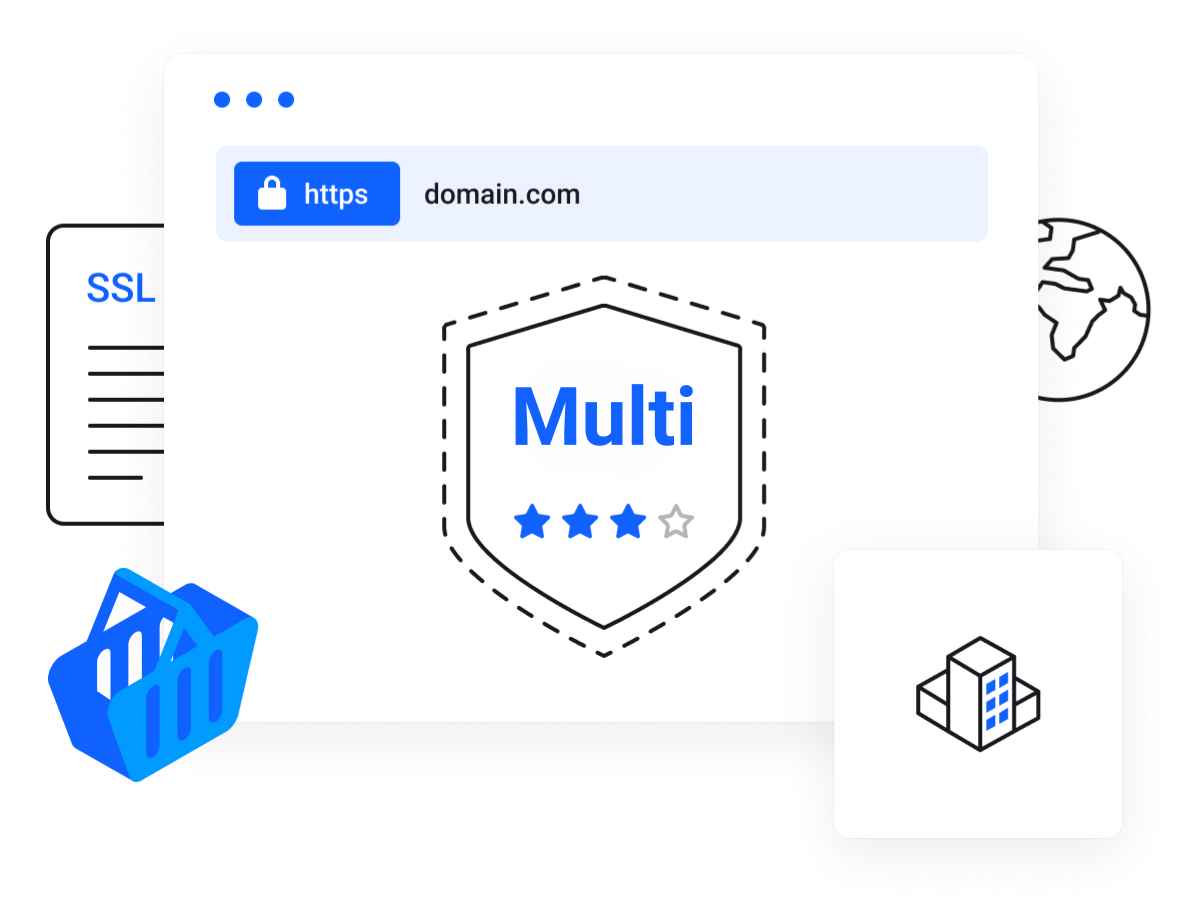 گواهینامه SSL برای امنیت سایت | افزایش اعتماد مشتریان - امنیت یکپارچه برای چندین دامنه